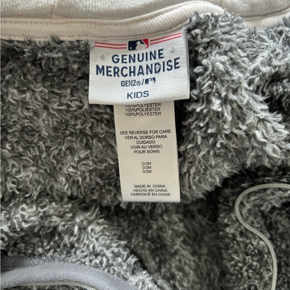 NY Mets Newborn & Infant Game Nap Teddy Fleece Bunting Sleeper - Gray - Picture 5 of 7